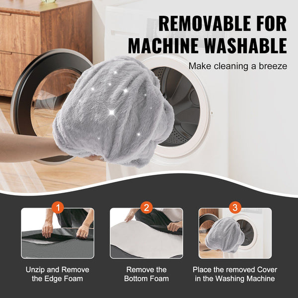 VEVOR Human Dog Bed 68x35x10in Large Human Size Dog Bed Washable Faux Rabbit Fur Grey - 5 of 7