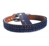 Blue Fabric & Brown Faux Leather Collar 9-11"