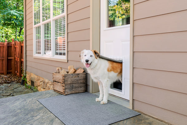 PetSafe ZPA19-16854 Extreme Weather Aluminum Pet Door - Large White  Working view