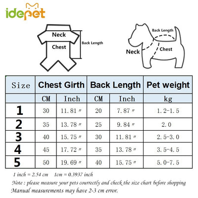 Luxury Winter Dog Jacket Puppy Dog Clothes Pet sizing chart