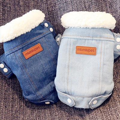 Luxury Winter Dog Jacket Puppy Dog Clothes Pet denim