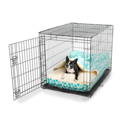 WAG Cozy Crate Cave - Large - Celtic Surfside with dog