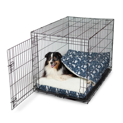 WAG Cozy Crate Cave - Large - Pedigree Denim with dog