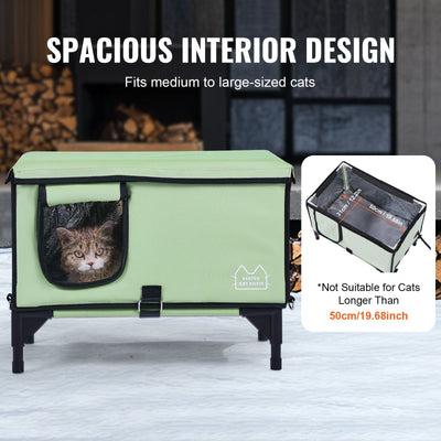VEVOR Elevated Heated Cat House Cuboid Kitty Shelter with Heated Pad Green (M) - 6 of 7