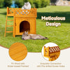 2-Story Wooden Feral Cat House Dog House for Outdoor and Indoor, Pet House with Stairs, Yellow  6 of 9