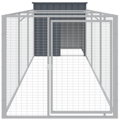 Dog House with Run Anthracite 43.3"x159.4"x43.3" Galvanized Steel cage view