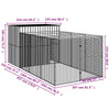 Dog House with Run Light Gray 84.3"x179.9"x71.3" Dimensions