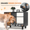 furniture dog crate feeder station