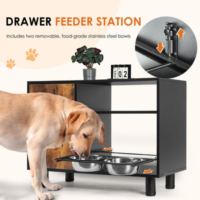 furniture dog crate feeder station