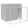 Dog House with Run Light Gray 84.3"x99.6"x71.3" Galvanized Steel run attached