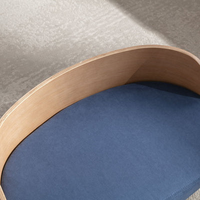 Scandinavian style Elevated Dog Bed Pet Sofa With Solid Wood legs and Bent Wood Back, Velvet Cushion, Walnut - Blue - 3 of 14