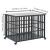 42" Heavy Duty Dog Crate for Large Medium Dogs, Furniture Style cage with 4 Lockable Wheels and 2 Locks, Decorative Pet House Wooden Cage Kennel Furniture Indoor -9 of 9