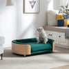 Scandinavian style Elevated Dog Bed Pet Sofa With Solid Wood legs and Bent Wood Back, Velvet Cushion, Large Size - Green - 9 of 14