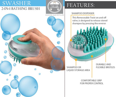  Shampoo Dispensing Massage and Bathing Brush swasher for dog