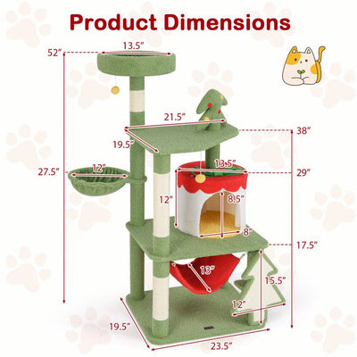 Cute Christmas Cat Tree with Sisal Scratching Posts and Gift Box Shaped Condo - 5 of 11