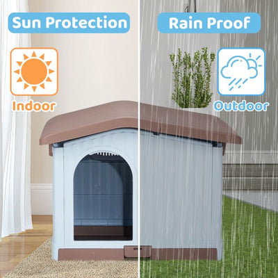 34 inch Large Plastic Dog House with Liftable Roof sun protection