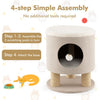 3-in-1 Cat Condo Stool Kitty Bed with Scratching Posts and Plush Ball Toy