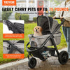 VEVOR Pet Stroller, 3 PU Wheels Dog Stroller Rotate with Brakes, 75 lbs Weight Capacity, Puppy Stroller with Pet Pad, Storage Basket and External Cup Holder, for Small to Medium Sized Dogs, Grey - 2 of 7