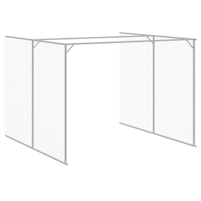 Dog House with Run Light Gray 84.3"x179.9"x71.3" Steel