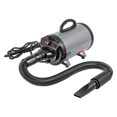 VEVOR Dog Dryer, 2800W/4.3HP Dog Blow Dryer, Pet Grooming Dryer with Adjustable Speed and Temperature Control, Pet Hair Dryer with 4 Nozzles and Extendable Hose, Grey and Black - 1 of 6