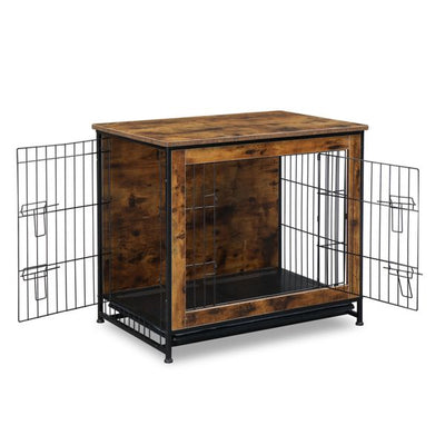 Dog Crate Furniture with Cushion, doors open