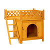 2-Story Wooden Feral Cat House Dog House for Outdoor and Indoor, Pet House with Stairs, Yellow  1 of 9