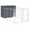 Dog House with Run Anthracite 84.3"x179.9"x71.3" Galvanized Steel front view