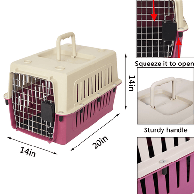 Plastic Cat & Dog Carrier Cage with Chrome Door Portable Pet Box Airline Approved, Medium, Blue/Red - 11 of 11