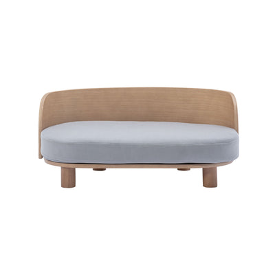 Scandinavian style Elevated Dog Bed Pet Sofa With Solid Wood legs and Bent Wood Back, Velvet Cushion, Walnut - White - 20 of 20