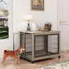 Furniture Style Dog Crate Side Table on Wheels with Double Doors and Lift Top.Grey,38.58''w x 25.5''d x 27.36''h. - 3 of 15