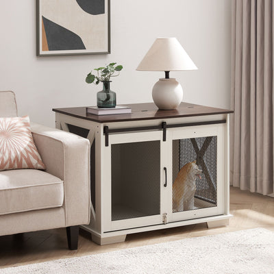 furniture dog crate in home