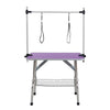 46" Folding Dog Pet Grooming Table Stainless Steel Frame Rubber Mat on Board with Adjustable Arm and Clamps pet dog Cat Grooming Table (PURPLE COLOR) - 1 of 11