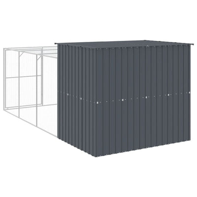 Dog House with Run Anthracite 84.3"x179.9"x71.3" Galvanized Steel view