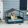 Wicker Dog House Elevated Raised Rattan Bed outdoors