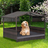 Outdoor Wicker Dog House with Weatherproof Roof Elevated bottom