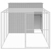 Dog House with Run Light Gray 84.3"x179.9"x71.3" Galvanized Steel Front view