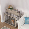 Furniture Style Dog Crate Side Table on Wheels with Double Doors and Lift Top.Grey,38.58''w x 25.5''d x 27.36''h. - 4 of 15