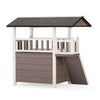 2-Tier Outdoor Wooden Dog House, back view