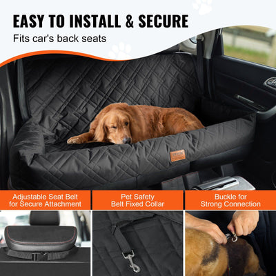 VEVOR Dog Booster Car Seat Pet Car Seat for Medium Large Dog up to 100 lbs. Black
