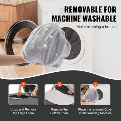 VEVOR Human Dog Bed 68x35x10in Large Human Size Dog Bed Washable Faux Rabbit Fur Grey - 5 of 7