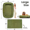 Extra Large Dog Bed, Human Dog Bed for Adult Instead of Foldable Air Mattress, 72"x48"x10" Washable Floor Beds Large Sized Dog Gifts with Handle, Blanket and 4 Storage Pockets, Army Green - 4 of 5