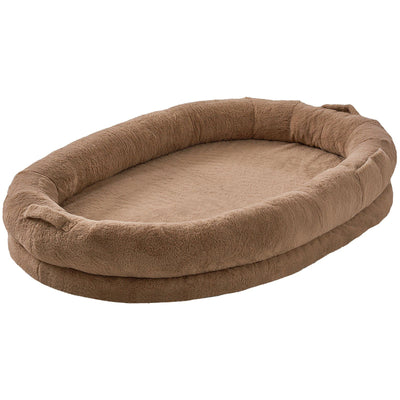 VEVOR Human Dog Bed 72x48x10in Large Human Size Dog Bed Washable Faux Rabbit Fur Brown - 1 of 7