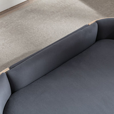 Scandinavian style Elevated Dog Bed Pet Sofa With Solid Wood legs and Bent Wood Back, Velvet Cushion, Large Size - Grey - 12 of 17