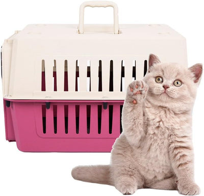 Plastic Cat & Dog Carrier Cage with Chrome Door Portable Pet Box Airline Approved, Medium, Blue/Red - 7 of 11