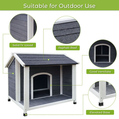 Outdoor Wooden Dog House, Waterproof Dog Cage solid wood