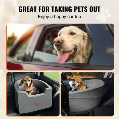 VEVOR Dog Booster Car Seat Pet Car Seat for Small Medium Dog up to 55 lbs. Gray