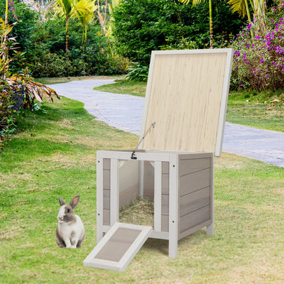 Modern Wooden Rabbit Cat Dog House open view, 