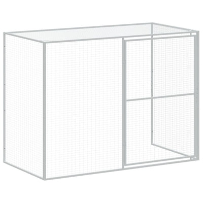 Dog House with Run Light Gray 84.3"x420.9"x71.3" Galvanized Steel partial view