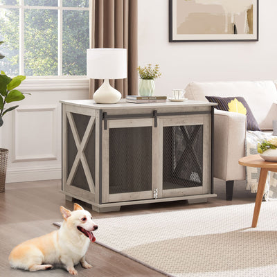 furniture dog crate set in living room