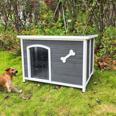 Large Wooden Dog House, Outdoor Waterproof Dog Cage outdoor view